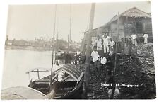 Singapore Postcard Suburb Sampan Village Real Photo PC CPA RPPC 1930 picture