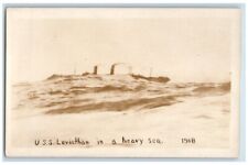 1918 U.S.S. Leviathan In A Heavy Sea Navy Military RPPC Photo Unposted Postcard picture