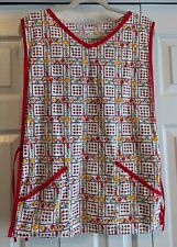 Vintage Smock Apron - Strawberries & Dishes Pattern - Handmade picture