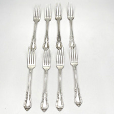 8 WM Rogers Oneida Glenrose Woodcliff Silver Overlay Dinner Forks  Scratches picture