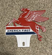 MOBIL PEGASUS AMERICA FIRST  LICENSE PLATE TOPPER SIGN picture