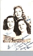 THE FONTAINE SISTERS real photo postcard rppc singing trio bunk autograph 