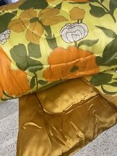NEW Vtg MCM Bedspread Orange Green Gold Eastman KODEL SHINY Polyester NWT 82