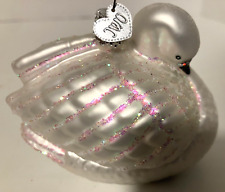 OWC Old World Christmas Blown Glass Swan Ornament Iridescent Sparkly 3