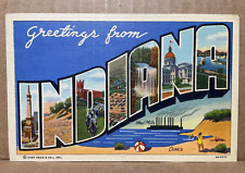 Greetings from Indiana Dunes Multi View Large Letter Vintage Linen Postcard picture