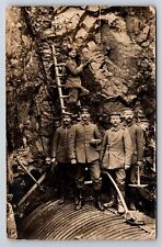 German Postcard WWI RPPC Soldiers Building Tunnel Real Feldpost Photo AT15 picture