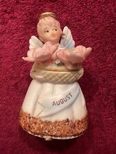 Vintage 1960’s Inarco JAPAN E-2600 August Porcelain Birthday Angel with label picture