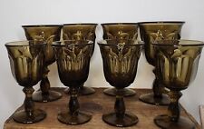Vintage Set of 8 Imperial Glass Nut Brown Old Williamsburg Pattern Water & Juice picture