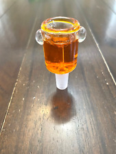 14MM GLYCERIN GLASS WATER BOWL PIPE ORANGE picture