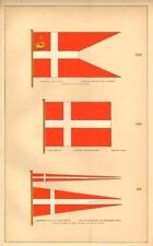 DANISH MARITIME FLAGS. Royal Mail Packet.Merchant.Cdre/Man-of-War pennant 1873 picture