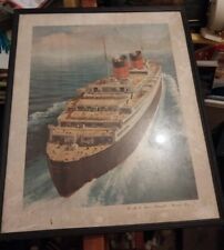 Vintage Queen Elizabeth Cruise Line Poster In Frame Rare picture