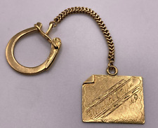 Vintage Solid 18k Yellow Gold Etched Personalized Key Chain 8.4 grams picture