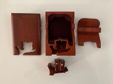 Richard Rothbard MCM Carved Wood Owl Key Puzzle Trinket Box Handmade picture
