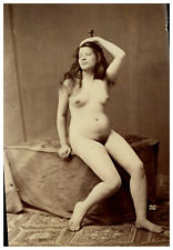 Vintage Print Female Nude Painter's Study  21.5x15 Albumin Print  picture