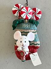 Vintage 1991 A Little Bit of Christmas Knitting Mouse Ornament Carlton Heirloom picture