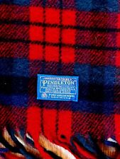 Vintage Pendleton Plaid Blanket w/ Fringe 100%  Virgin Wool Made in USA 66x52 picture