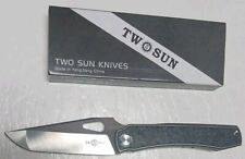 NEW TWOSUN STINGRAY KNIFE BLK MARBLED CARBON FIBER HANDLE M390 PLAIN EDGE TS136 picture
