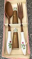 Vintage 1950s/1960s MCM Hostess Serving Spoon/Fork With Salt Pepper Wood Handle picture