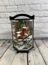 Vintage 1940-50s Miniature Japanese Geisha Doll in Wood Glass display Made Japan picture