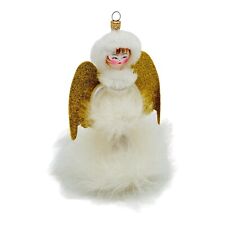 Soffieria De Carlini Angel With Glitter Paper Wings Christmas Ornament 6.5