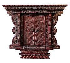 Large Red Polish Wood Carved Newar Window Door Wall Hanging Tibetan Nepal Décor picture