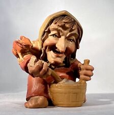ANRI Hand Carved “OLD WITCH” Little Folks of the Salvans Italy Troll 4.6” Vtg picture