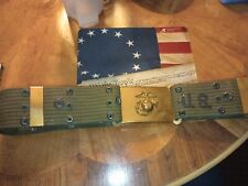 US Marine Corps Belt and Brass Belt Buckle, USMC, NCO With Wreath Brass picture