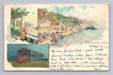 Beautiful Antique AMALFI Coast Italy Early Gruss Aus-Style Cover to Chicago 1899 picture