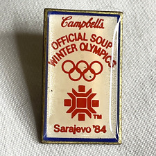 Sarajevo 1984 Winter Olympics Pin Campbell’s Official Soup Badge Vintage Sports picture