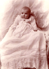 1890s Cabinet Photo Baby w Exquisite Lace Christening Gown  Griffin Scranton PA picture