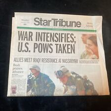 Historic Minnesota Star Tribune March 24, 2003 Iraq War - Section A ONLY picture