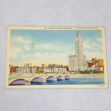 Vintage Postcard 1939 Municipal Buildings Columbus Ohio Bridge Stamp Posted picture