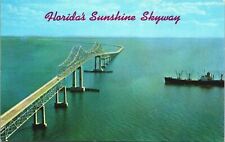 Vintage Postcard Florida's Sunshine Skyway Bridge Tampa Bay Robert Leahey picture