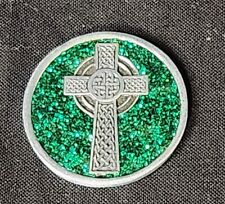 Irish Celtic Cross Enameled Pocket Token Coin w Irish Blessing Verse Coin w Gree picture