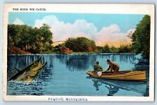 Pequot Minnesota Postcard The Kind We Catch Fishing Exaggerated Boat  Lake 1920 picture