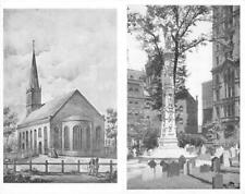 2~B&W Postcards NEW YORK CITY, New York NY ~ TRINITY CHURCH & CHURCH YARD CROSS picture