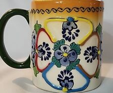 Mexican Talavera Tierra Fina Hand Painted Floral Coffee Mug Tuscon Style 4