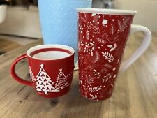 Starbucks 2007 8oz Holiday  Red Penguin Mug AND 16oz Red Fox Holiday Coffee Mugs picture