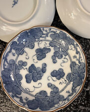 Japanese Arita Juzan Gama porcelain small plates approx 5” BLUE AND WHITE FLORAL picture