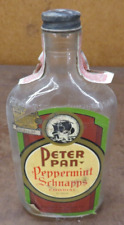Peppermint Schnapps PETER PAN label pint Bottle EMPTY Flask tax stamp 1946 picture