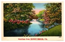 Greetings From Honey Brook Pennsylvania Pa Linen Postcard -A48 picture
