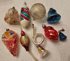 Lot of 9 Vintage Atq Blown Glass Figural Christmas Ornaments Condition Issues picture