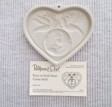 The Pampered Chef Stoneware Peace on Earth Heart Cookie Mold Family Heritage NIB picture
