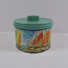 Vintage MRS. LELAND’S Old Fashioned Golden Butter Bits Candy Tin Sailboats Scene picture