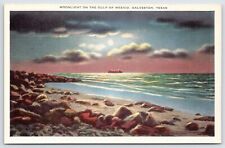 Postcard Moonlight On The Gulf Of Mexico, Galveston Texas Unposted picture