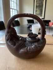 Chinese Red Clay Teapot Reclining Man And Duck Swan picture