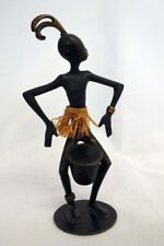 Vintage Bronze African Warrior Drummer Sculpture Hagenauer Rohac Era 5 Inch picture