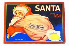 1928 Sunkist Santa Claus Christmas Advertising Limoneira Case Label NOT REPRO picture