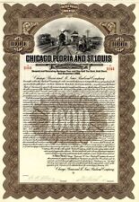 Chicago, Peoria and St. Louis Railroad Co. - $1,000 Bond dated 1913 - Railroad B picture