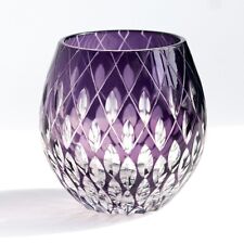 Crystal Edo Kiriko Japanese Style Craft Collect Whiskey Wine Glass Purple 11oz picture